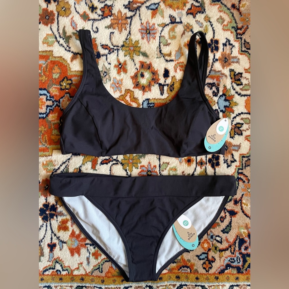 Prana Black Rib Bikini Set NWT - Rimini Top (L) and Xochil Bottom (XL)